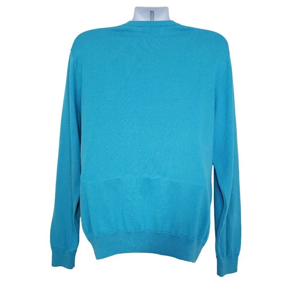 Alashan Cotton Cashmere Sweater Blue V Neck Pullover Mens Sz Large